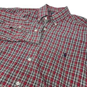 Ralph Lauren Button Down Dress‎ Shirt XL Men's Red Black White Plaid Long Sleeve